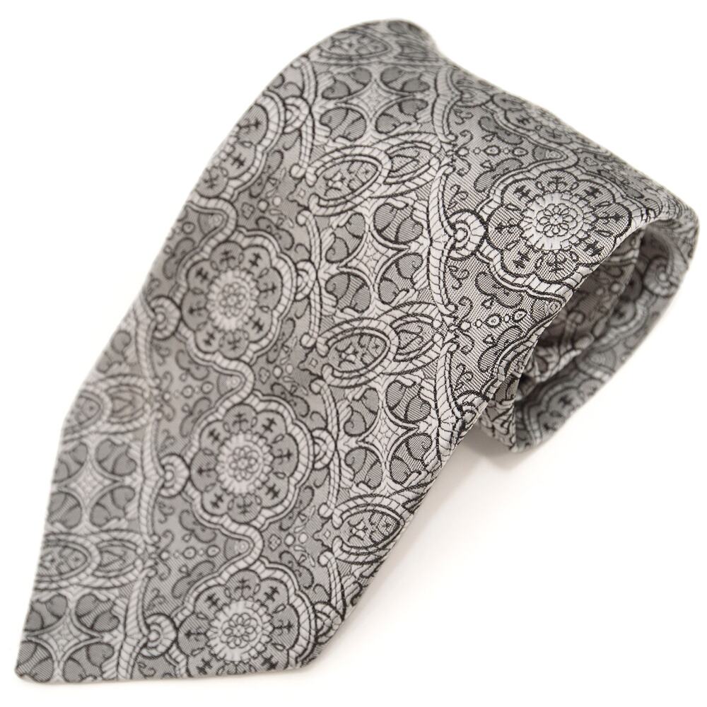 Towncraft Vintage Gray White 60's 70's Polyester Necktie